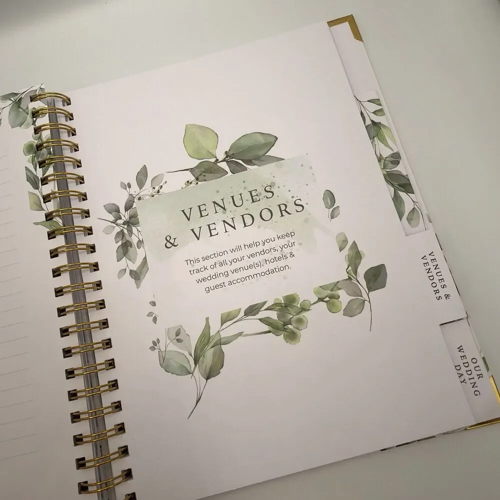 Complete Wedding Planner Organizer Floral Gold Undated Bridal Engagement Gift